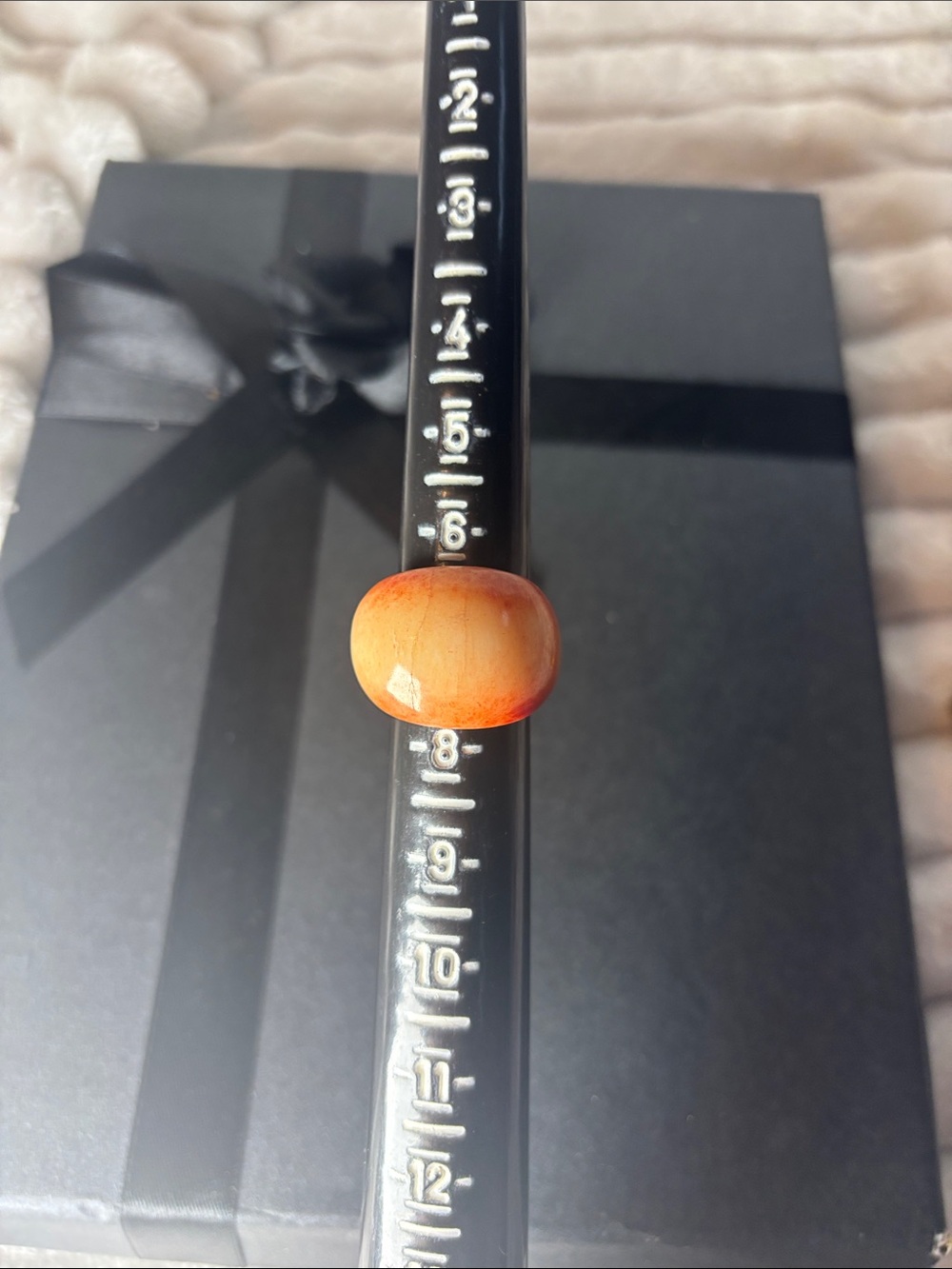 Handmade Orange Gradient Glass Bead Ring Size 7